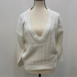 In Between Women White‎ Knit Sweater Size S Oversized